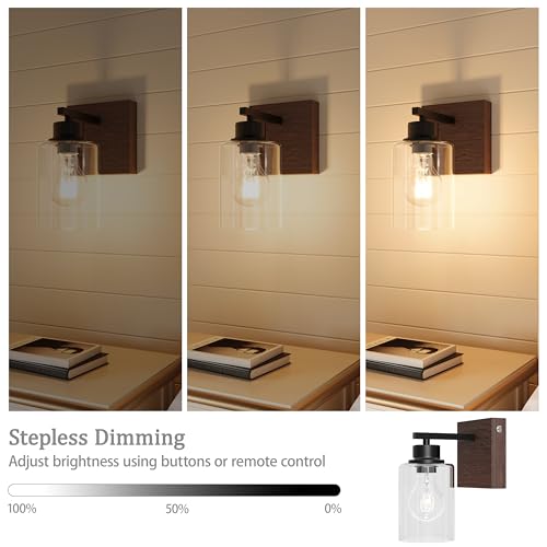 Wireless Battery Operated Wall Sconce Set of 2 with Remote Control