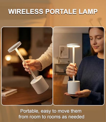 White Rechargeable Cordless Table Lamps Set (2 Count)