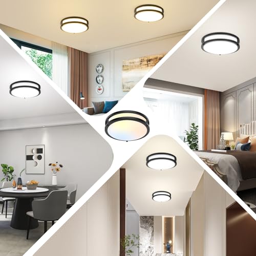 30W Flush Mount Ceiling Lights Black (2 Count)