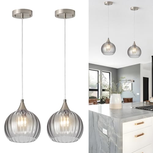Brushed Nickel Pendant Lights Kitchen Island (2 Count)