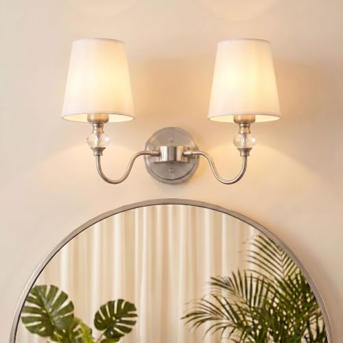 2 Light Vintage Bathroom Vanity Light Fixtures Over Mirror