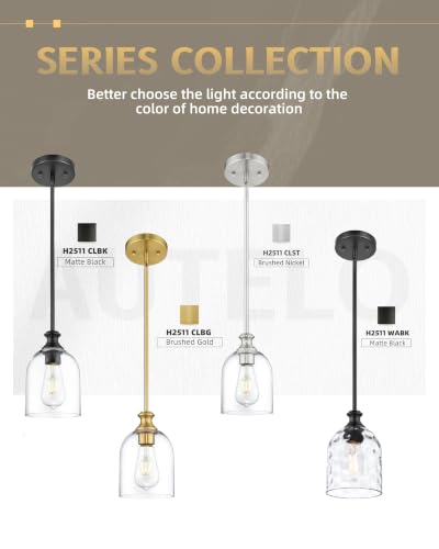2 Pack Black Hammered Glass Pendant Lights Kitchen Island