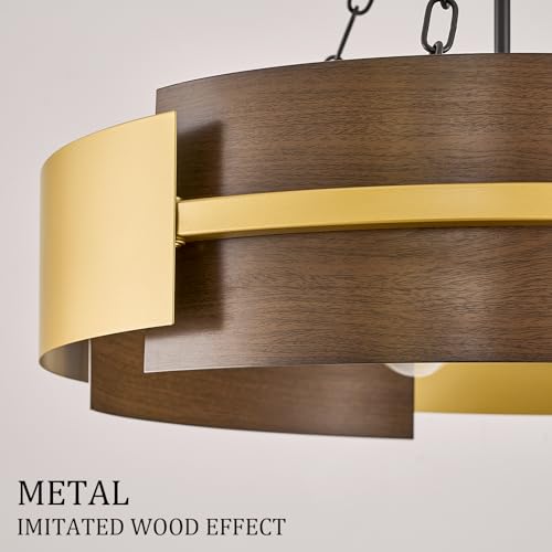 24" 6 Light Industrial Drum Chandelier with Gold Metal