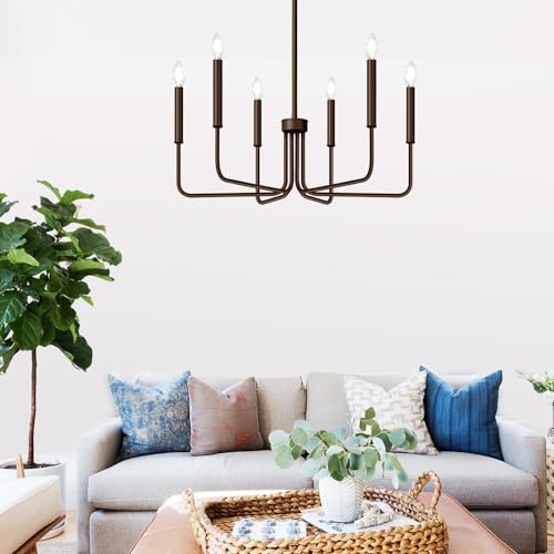 6 Light Farmhouse Chandelier for Dining Room Lighting Fixtures Hanging
