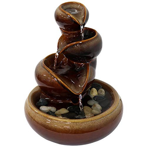 Sunnydaze 10" Tiered Vessels Ceramic Tabletop Fountain