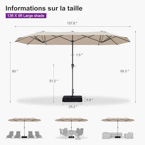 Patio Umbrella 13ft with Base Outdoor Deck Umbrella