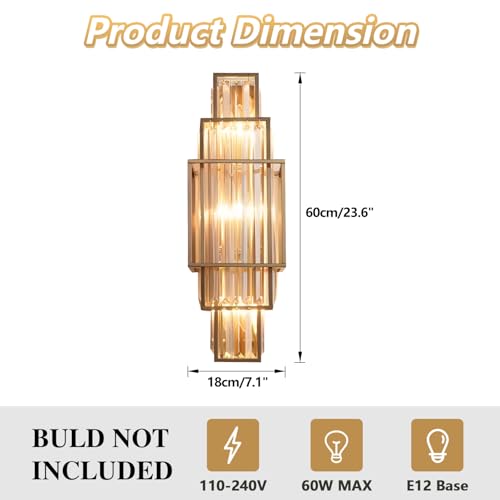Gold Elegant Crystal Wall Sconce 3