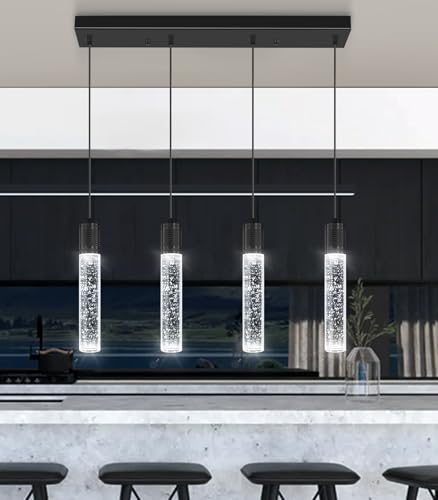 4-Lights Mini Modern Crystal Chandeliers for Kitchen Island Pendants Lighting Fixture LED Ceiling Light for Dining Room Bedroom Foyer 6000K