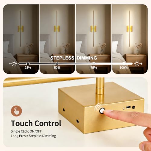 28.3 Inch Wall Sconces Battery Operated for Living Room Gold (2 Count)