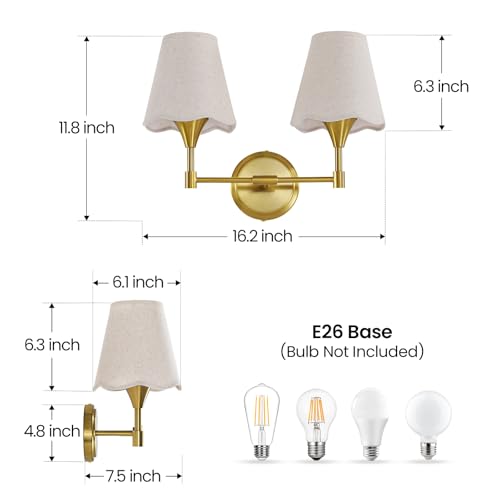 Gold Bathroom Vanity Light Fixtures (Brushed Gold / 2 LIGHT)