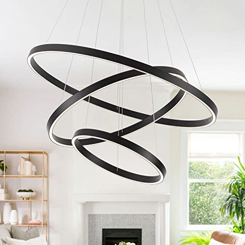 3 Rings Black LED Chandelier