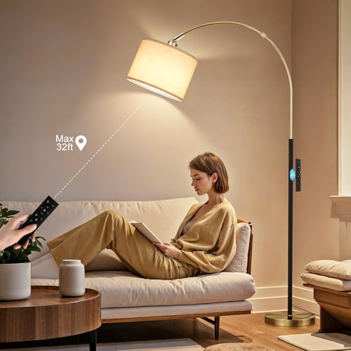 Dimmable Arc Floor Lamp with Remote