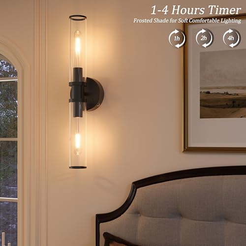 Black Wireless Battery Operated Wall Sconces with Remote Control