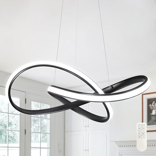 LED Chandelier Modern Pendant Light Contemporary Chandelier Ring Light Fixture Black with 3000K