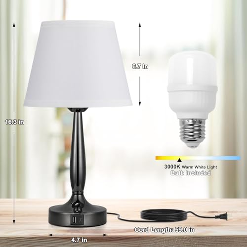 Touch Bedside Lamps for Bedroom Set (2 Count)