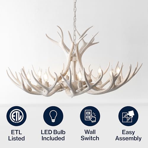 Eldora 8 Light Resin Antler Chandelier 36"