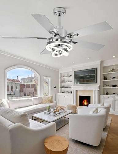 52" Modern Chandelier Fandelier Ceiling Fan with Light