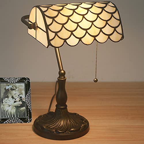 Tiffany Style Bankers Table Lamp Stained Glass Piano Desk Lamp Vintage Bedroom Bedside Lamp for Study