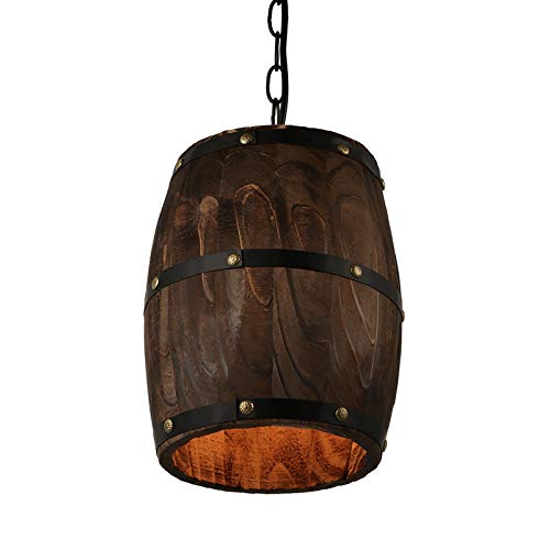 Antique Wood Wine Barrel Pendant Light