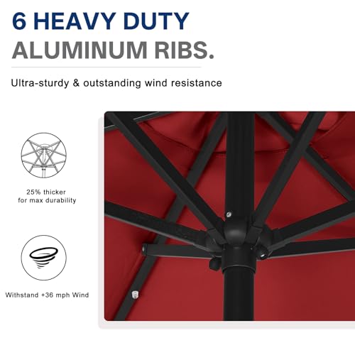 Solar Led Patio Umbrella with 24 Lights 7.5FT