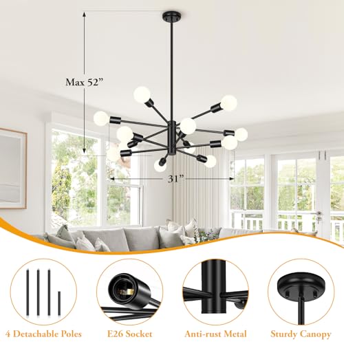 12 Light Modern Chandelier for Dining Room