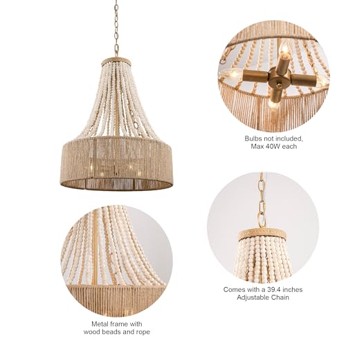 Wood Beaded Chandelier