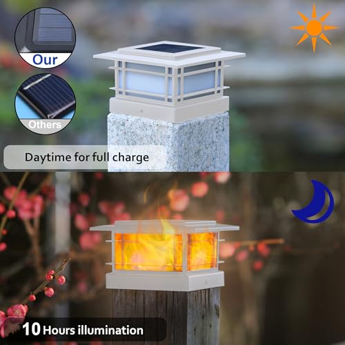 2 Pack Solar Post Cap Lights Outdoor with Flickering Flame Light (2 Count)