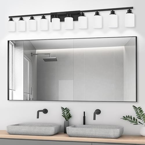 10 Light Bathroom Vanity Lights Over Mirror 65.4 inch Black (10 Count)