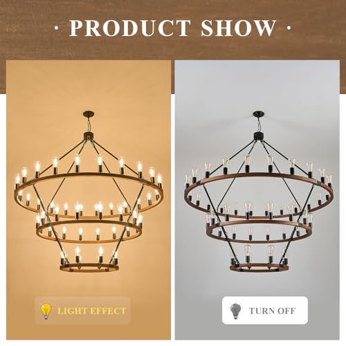 Farmhouse Wooden Wagon Wheel Chandelier 48