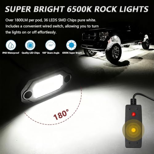 8 Pods Aluminium Pure White LED Rock Lights Full Kit (8 Pods)