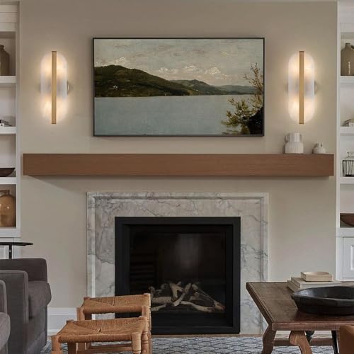 Natural Alabaster Wall Sconces Marble Wall Sconces Gold Bathroom Vanity Wall Light Fixture Stone Wall Lamp Modern Alabaster Sconces Wall Lighting for Bedroom Living Room Hallway Restaurant