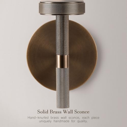 20" Knurled Aged Brass Bathroom Wall Sconces