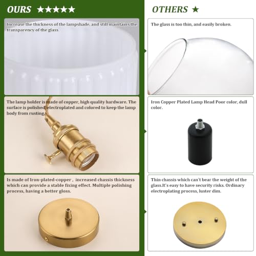 Pendant Light with White Striped Glass Lmapshade