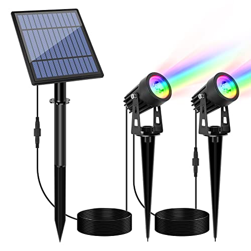 Metal Solar Spot Lights Outdoor with 9.8ft Cable Solar Powered Landscape Lighting Low Voltage IP65 Waterproof Auto On (19.99 Count)