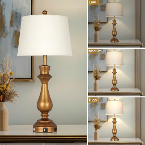 Retro Gold Table Lamps Set of 2 for Living Room (2 Count)