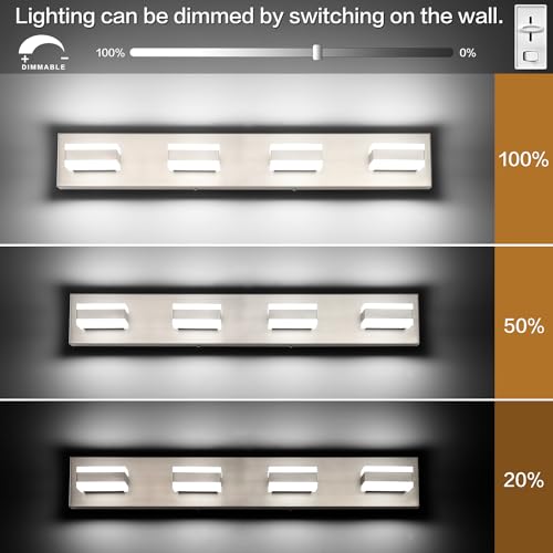 Bathroom Vanity Lights Brushed Nickel Light Fixtures for Bathroom Above Mirror 4 Light Led Lights Bath Lighting Fixture Nickel ETL Listed