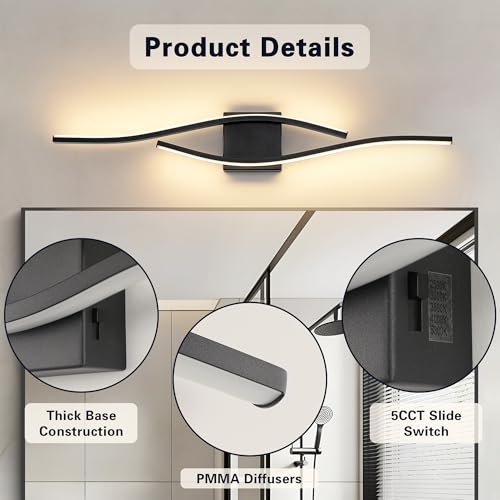 Vanity Light Modern Bathroom Lighting Fixture Over Mirror Black