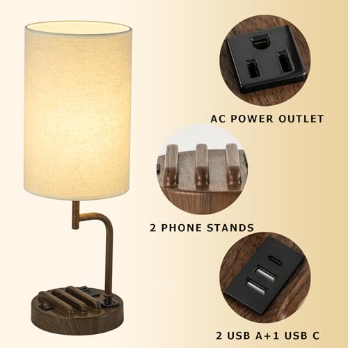 Table Lamp with 3 USB Charging Ports (2 Count)