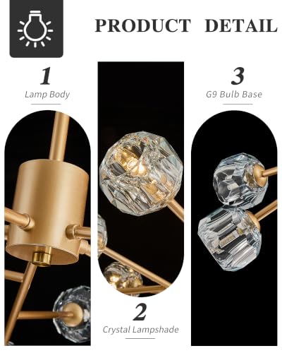 Gold Sputnik Chandeliers for Dining Room Light Fixture Over Table