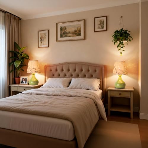 Green mall Bedside Cute Table Lamp for Bedroom