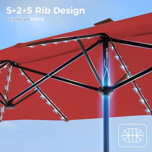 13ft Outdoor Patio Umbrella with Solar Lights