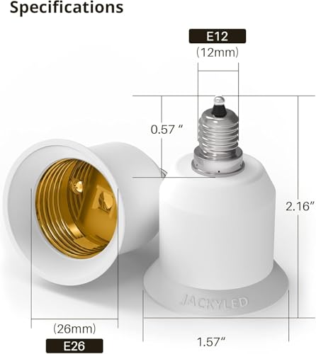 15 Pack E12 to E26 Adapter (15 Count)