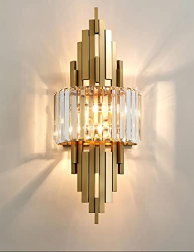 Modern Brushed Gold Crystal Wall Sconce