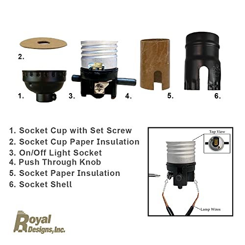 Push Through Lamp Socket for Incandescent or LED Bulbs