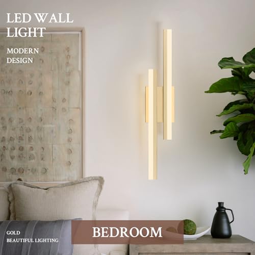 LED Wall Sconce Gold Modern Remote Wall Light Fixtures for Living Room