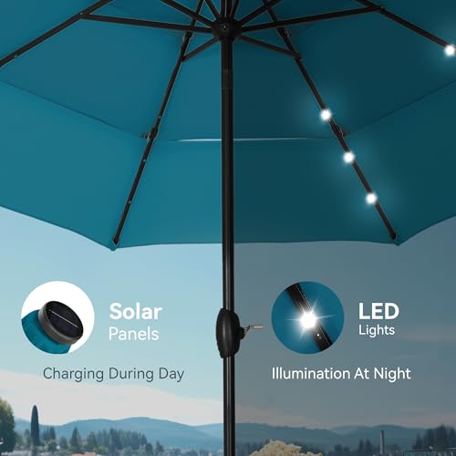 10ft Outdoor Patio Umbrella with Solar Lights