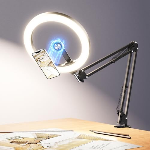 Magnetic Ring Light Overhead Camera Phone Mount for Desk