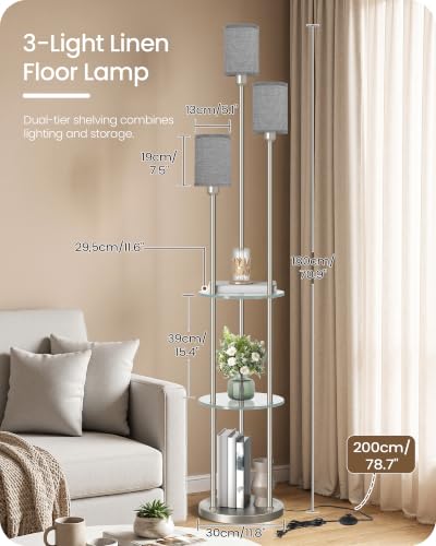 70.9" Floor Lamp with Shelves