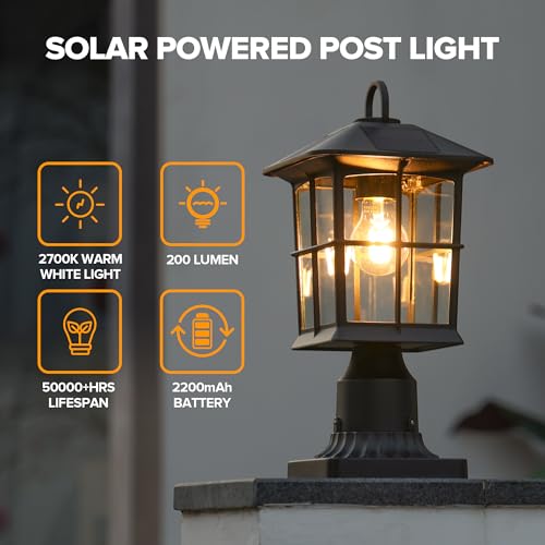 Outdoor Solar Lamp Post Light with Pier Mount Base