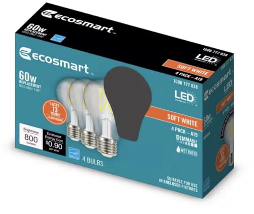 60W LED Soft White Vintage A19 4 (4 Count)